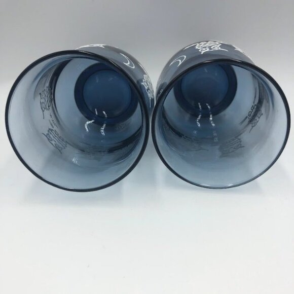 Vintage Set of 2 Blue Owl Drinking Glasses Tumblers Weighted Bottom - Picture 10 of 12